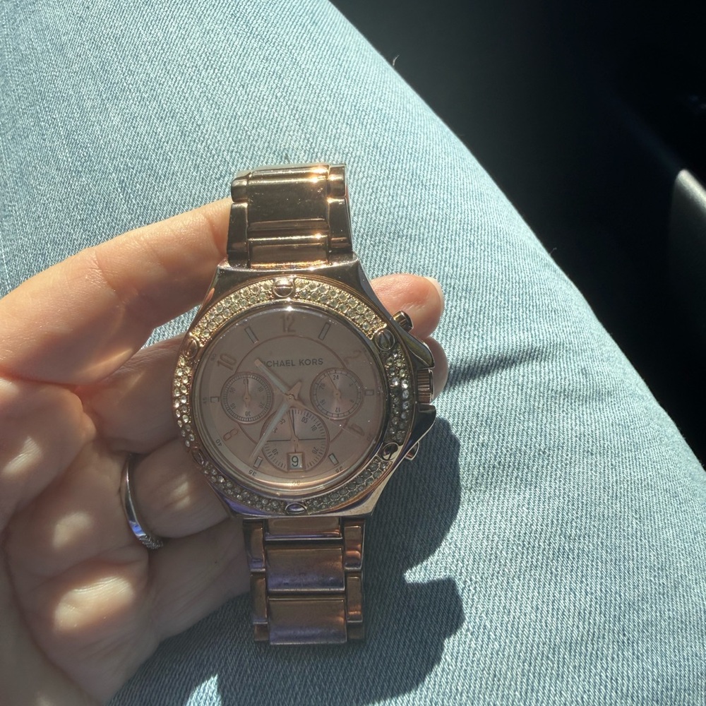 Michael Kors Rose Gold Tone Crystal Chronograph Watch - Picture 1 of 1